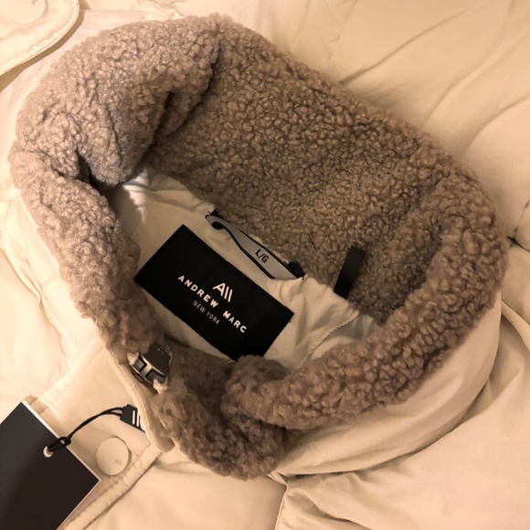 Andrew Marc,Marc NewYork Puffer Jacket/Hood/Faux Fur Trim SZ: Large Color: Birch - Picture 6 of 8